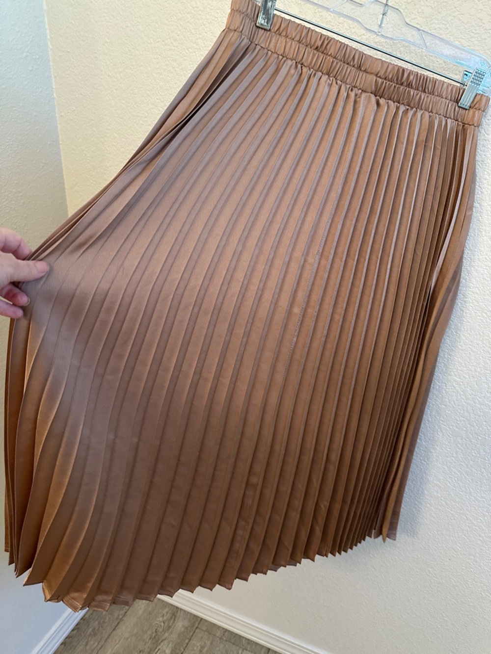 Pleated Midi Skirt in Camel Tan - Picture 3 of 8